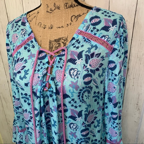 NWT Nanette Lepore Lace-up TatumTunic Coverup with Bell Sleeves Large - Picture 4 of 8